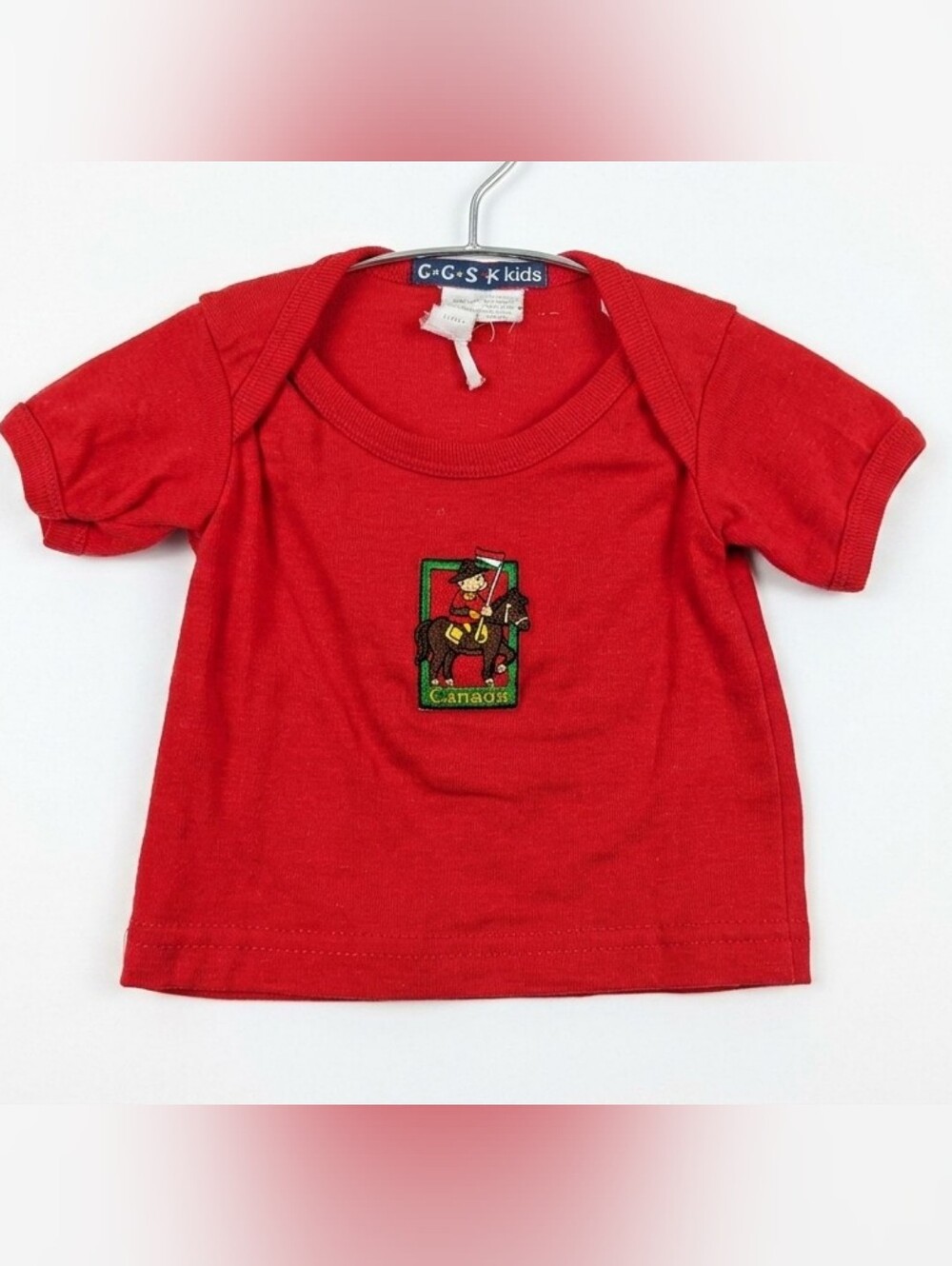 G.g.s Kids Red Vintage Short Sleeve Tee with Embroidered Horse Graphic 6 Months